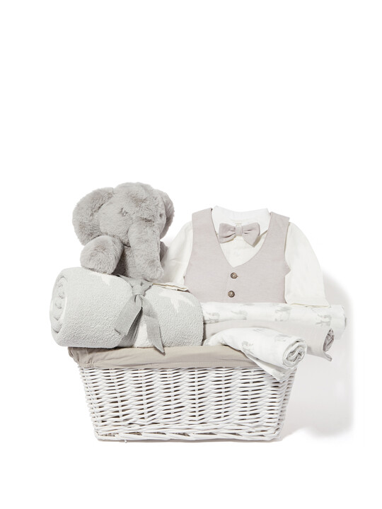 Baby Gift Hamper - 4 Piece Set with Cream Linen Waistcoat Mock Romper image number 1